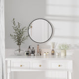 Dripex 40/50/60cm Round Mirror, Circle Hanging Wall Mirror - Home Decorative Wall Mounted Vanity Mirror for Bathroom, Dressing Room & Living Room, Black