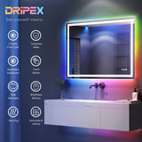 Dripex Bathroom Mirror with LED Lights-Rgb + Dimmable+ 3 Colors+anti-fog