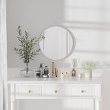 Dripex 40/50/60cm Round Mirror, Circle Hanging Wall Mirror - Home Decorative Wall Mounted Vanity Mirror for Bathroom, Dressing Room & Living Room,Silver