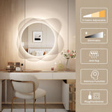 Dripex LED Bathroom Mirror with Light, 786 × 726 mm Cloud Backlit Round LED Makeup Mirror, Anti-fog, 3 Colors Dimmable Lights, Memory Function, Wall Mounted, IP44