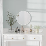 Dripex 40/50/60cm Round Mirror, Circle Hanging Wall Mirror - Home Decorative Wall Mounted Vanity Mirror for Bathroom, Dressing Room & Living Room, White