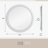 Dripex Round LED Mirror Bathroom,Clock & Temperature Display，Anti-fog,3 Lighting Modes (Copy)