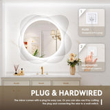Dripex LED Bathroom Mirror with Light, 786 × 726 mm Cloud Backlit Round LED Makeup Mirror, Anti-fog, 3 Colors Dimmable Lights, Memory Function, Wall Mounted, IP44