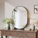 Dripex 50 x 70cm Oval Mirror, Wall Mounted Bathroom Mirror, Horizontal or Vertical Hanging Wall Mirror for Living Room, Bedroom, Entryway