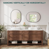 Dripex 50 x 70cm Oval Mirror, Wall Mounted Bathroom Mirror, Horizontal or Vertical Hanging Wall Mirror for Living Room, Bedroom, Entryway