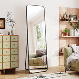 Dripex 160x50cm/ 150x40 Full Length Mirror Rounded Corners, Large Rectangular Floor Mirror with Stand, Freestanding Hanging or Leaning Against Walls for Living Room Bedroom & Hallway