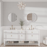 Dripex 40/50/60cm Round Mirror, Circle Hanging Wall Mirror - Home Decorative Wall Mounted Vanity Mirror for Bathroom, Dressing Room & Living Room, White