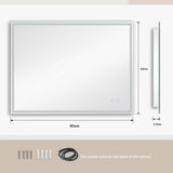 Dripex Bathroom Mirror with LED Lights-Bluetooth+shaver Socket+dimmable+3 Colors+anti-fog