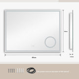 Dripex Bathroom Mirror with LED Lights-Magnifying+shaver Socket+dimmable+3 Colors+anti-fog