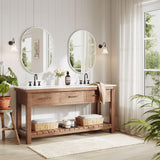 Dripex 50 x 70cm Oval Mirror, Wall Mounted Bathroom Mirror, Horizontal or Vertical Hanging Wall Mirror for Living Room, Bedroom, Entryway