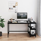 Home Office Desk with 2 Shelves 47.2 inch Office Desk with Metal Legs Industrial Style Computer Desk Modern Steel Frame Wood Desk Compact Home Office Workstation Walnut