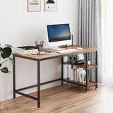 Home Office Desk with 2 Shelves 47.2 inch Office Desk with Metal Legs Industrial Style Computer Desk Modern Steel Frame Wood Desk Compact Home Office Workstation Walnut