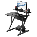 Dripex Computer Desk for Small Spaces, 27.5 inch Small Computer Desk, 3 Tier Compact Desk with Monitor Shelf and Bottom Storage Shelves, Space Saving Desk