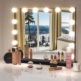 Dripex Vanity Mirror with Lights, Large Hollywood Lighted Makeup Mirror with 14 Dimmable LED Bulbs, Touchscreen Control, Cosmetic Tabletop Mirror for Bedroom, Dressing Room 19.7