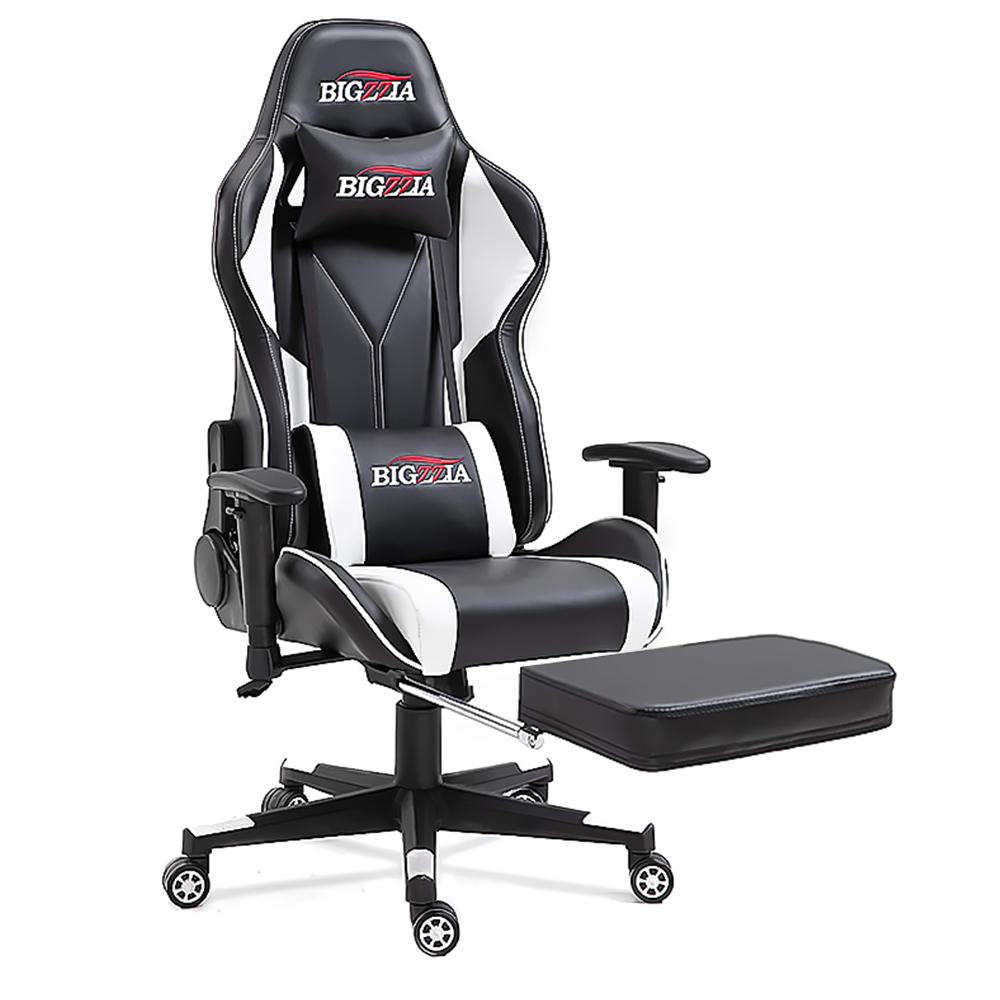 Bigzzia Gaming Chair with Footrest, Computer Chair with Lumbar