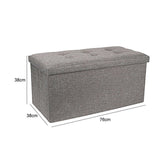 Dripex Large Foldable Storage Ottoman Box Footstool, Linen Fabric Seat Bench Footrest, With Fastening Divider, For Living Room Bedroom Hallway