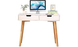 White Computer Desk, Office Desk PC Laptop Notebook Desk Writing Study Table Workstation with 2 Storage Drawers for Home Office Furniture