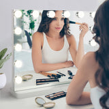 Dripex Vanity Mirror with Lights, Large Hollywood Lighted Makeup Mirror with 14 Dimmable LED Bulbs, Touchscreen Control, Cosmetic Tabletop Mirror for Bedroom, Dressing Room 50×42 (White)