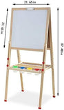 Dripex Kid’s Wooden Art Easel, Double-Sided Height Adjustable Painting Blackboard with Magnetic Accessories Chalk and Sponge for Toddlers and Kids