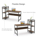 Dripex Computer Desk with 4 Tier Storage Shelves - 41.7'' Student Study Table with Bookshelf Modern Wood Desk with Steel Frame Home Office Workstation