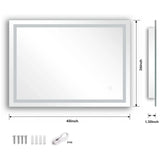 Dripex  LED Vanity Bathroom Mirror, Anti-Fog Wall Mounted Makeup Mirror with Light, Waterproof Led Mirror with Touch Button, Horizontal & Vertical