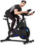 Dripex Magnetic Resistance Indoor Exercise Bike (2022 Upgraded Version), Super-Silent, Capacity 300 LBS, LCD Monitor, Pulse Sensor, Bottle Holder