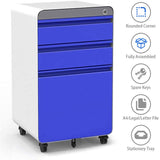 Dripex Fully Assembled 3-Drawer Mobile File Cabinet for A4 File, Lockable Metal Filling File Cabinet with Hanging File Frame and Anti-tilt Design Office Rolling Vertical File Cabinet