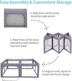 Dripex Baby Playpen Foldable Kids Safety Activity Center Indoor Outdoor Toddler Fence with Breathable Mesh Rxtra Large Play Yard for Babys Girls Babies, 150x150cm