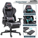 Dripex Gaming Chair Ergonomic Office Chair Adjustable Swivel Leather Racing Computer Desk Chair with Lumbar Support and Headrest for Adult and Kid  (with footrest)