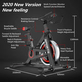 Dripex Exercise Bike (2022 Upgraded Version), Studio Quality, LCD Displays, Heart Rate Monitor, Large Bidirectional Flywheel, Stationary, Belt Drive, Resistance Adjustment (Black)