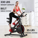 Dripex Indoor Cycling Magnetic Resistance Exercise Bike (2022 Upgraded Version), Ultra-Silent, Heavy Duty Flywheel, Capacity 330 LBS, LCD Monitor, Pulse Sensor, Water Bottle Holder