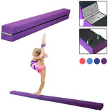 Dripex Folding Gymnastics Balance Beam 7FT Kids Training Beam Faux Suede for Home Gym Exercise
