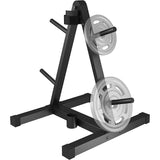 Weight Plate Rack for 1 inch Weight Plates, Standard Plate Tree with Barbell Holders, Storage Rack Organizer for Home Gym, 300lbs max Capacity