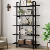 YOLEO Bookshelf 5 Tier, Open Etagere Bookcase for Storage and Display, Tall Ladder Shelves Unit, Industrial Book Shelves for Living Room Bedroom Home Office