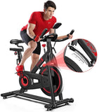 Dripex Indoor Cycling Magnetic Resistance Exercise Bike (2022 Upgraded Version), Ultra-Silent, Heavy Duty Flywheel, Capacity 330 LBS, LCD Monitor, Pulse Sensor, Water Bottle Holder