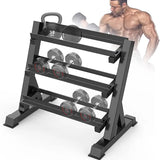 YOLEO 3 Tier Dumbbell Rack Stand Only for Home Gym, Adjustable Width Weight Rack for Dumbbells of Different Sizes (2022 Version)