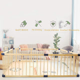 Wooden Baby Playpen, 8 Panels Large Play Fence for Toddlers, Kids Rectangle Activity Center Safety Play Yard with Lockable Door for Indoor and Outdoor