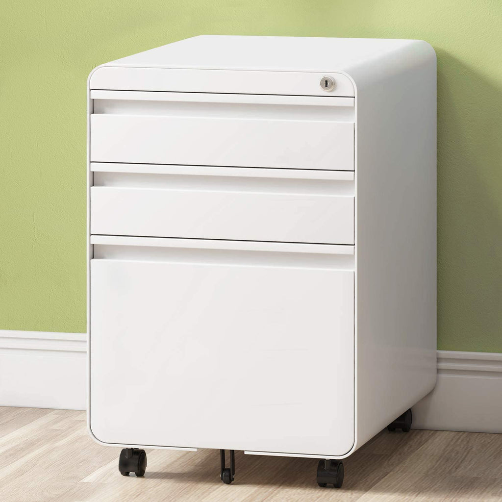 Dripex Fully Assembled 3-Drawer Mobile File Cabinet for A4 File, Locka ...