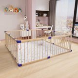 Wooden Baby Playpen, 8 Panels Large Play Fence for Toddlers, Kids Rectangle Activity Center Safety Play Yard with Lockable Door for Indoor and Outdoor