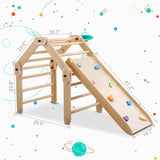 Dripex Pikler Triangle Climber with Ramp and More Than 10 Changing Play Method, Montessori X-Large Wooden Climbing Triangle Adjustable Angle with Thickened 2 Sides Slides for Toddlers Indoor Outdoor