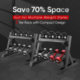 WEALLNERSSE Adjustable 2 Tier Dumbbell Rack with Reverse Installation, Hand Weights Plates Kettlebells Weight Sets Stand, Dumbbell Holder Storage for Home Gym (Rack Only)