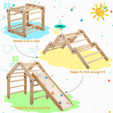 Dripex Pikler Triangle Climber with Ramp and More Than 10 Changing Play Method, Montessori X-Large Wooden Climbing Triangle Adjustable Angle with Thickened 2 Sides Slides for Toddlers Indoor Outdoor