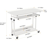 Dripex Rolling Desk - 31.5” Adjustable Computer Desk Home Office Computer Workstation Mobile Table Laptop Cart with Locking Wheels Keyboard Tray, Portable Small Standing Desk for Sofa Bed