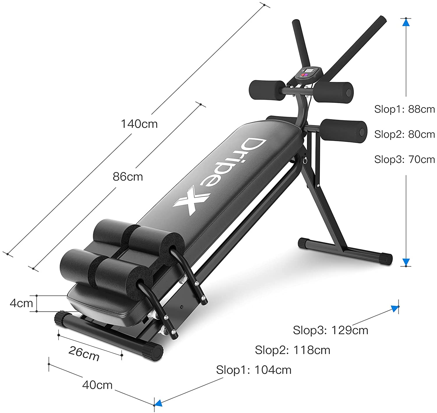 Dripex Ab Exercise Machine, Core Abdominal Crunch Equipment with LCD D ...