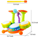 Kids Drum Kit Toy Drum Set Baby Musical Instruments for Toddlers Nursery Rhymes Electronic for Children Kid Boys Girls 3 4 5 Year Olds