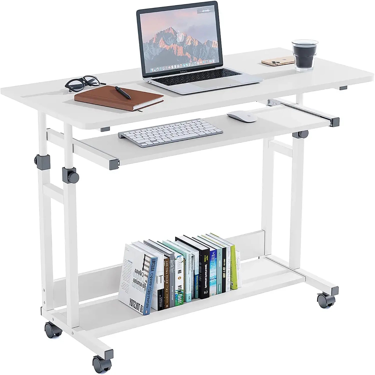 Dripex Rolling Desk 31.5 Adjustable Computer Desk Home Office