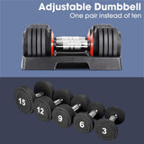 10-level Adjustable Dumbbells Fast Adjust Weight by Turning Handle for Full Body Workout Fitness