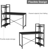 Dripex Computer Desk with 4 Tier DIY Storage Shelves, Writing Desk with Bookshelves - Modern PC Laptop Student Study Table for Home Office Workstation
