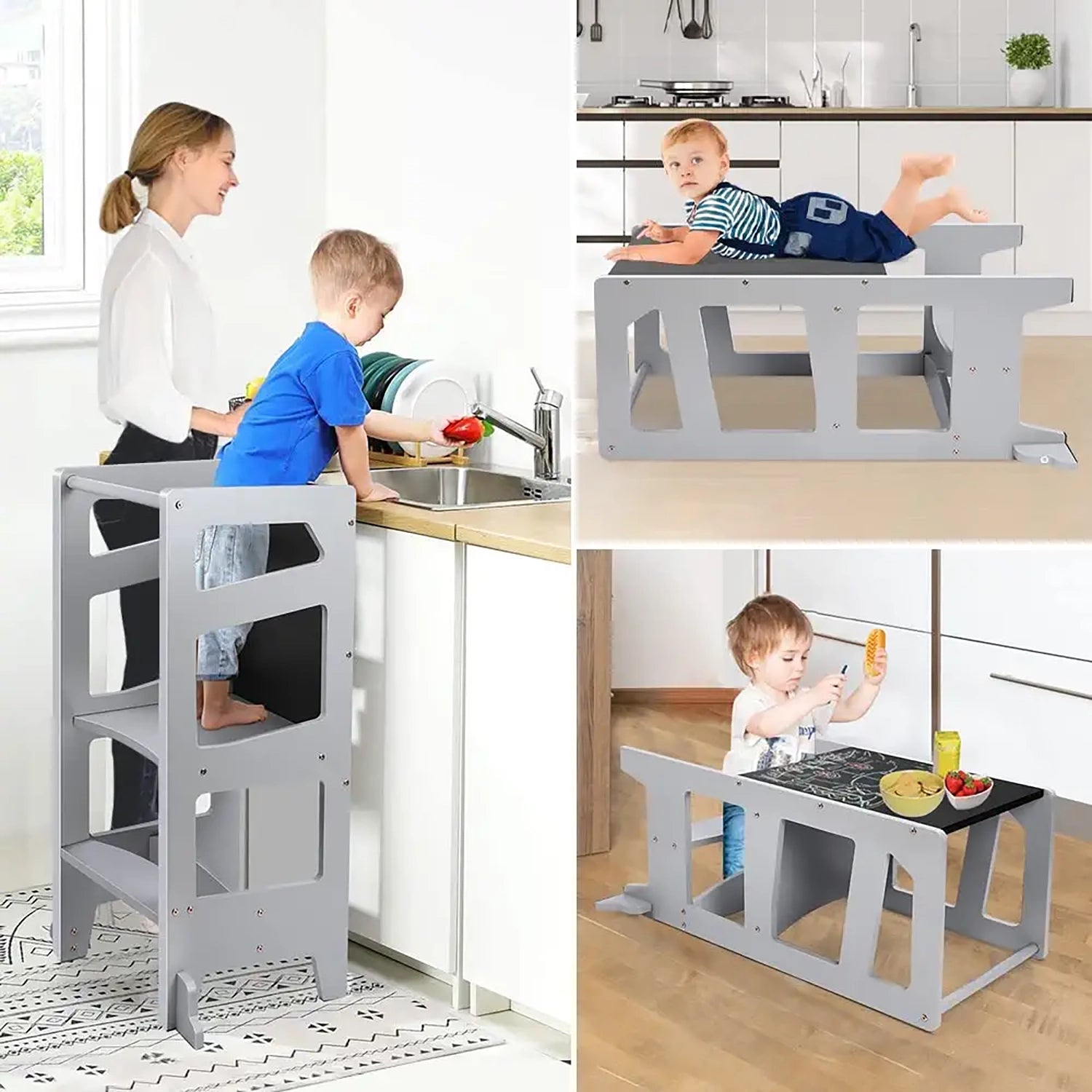 Toddler Kitchen Stool Dripex Kids Helper Tower 2 in 1 Convertible