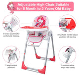 Baby High Chair, Onasti 7 in 1 Foldable Convertible Highchair, Adjustable Baby Chairs with 7 Different Heights, 5 Seat Positions, Removable Tray, High Chairs for Babies and Toddlers Kids Feeding